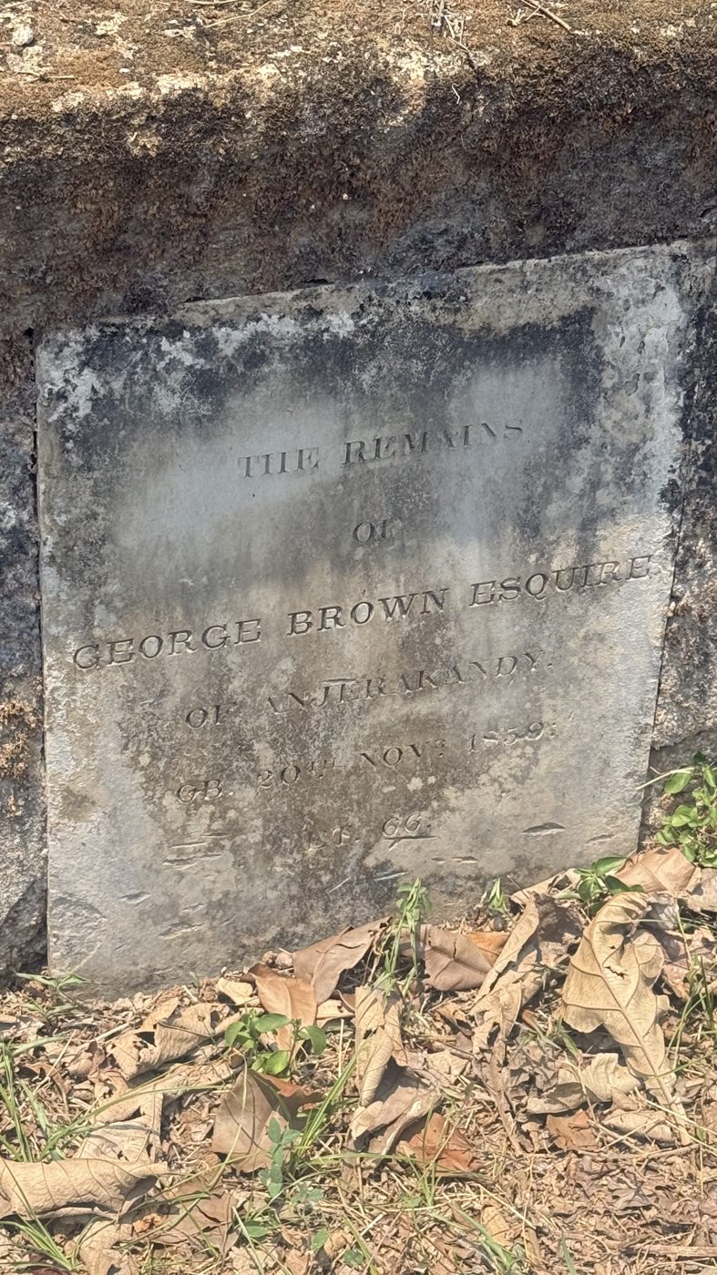 Headstone of George Brown of Anjarakandy 1859